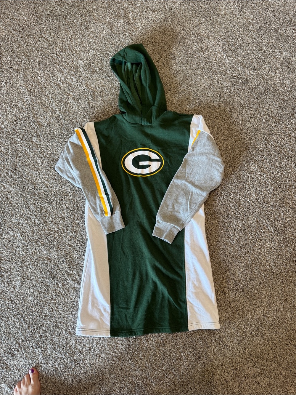 NFL Green White Gray Hooded Team Dress with Logo